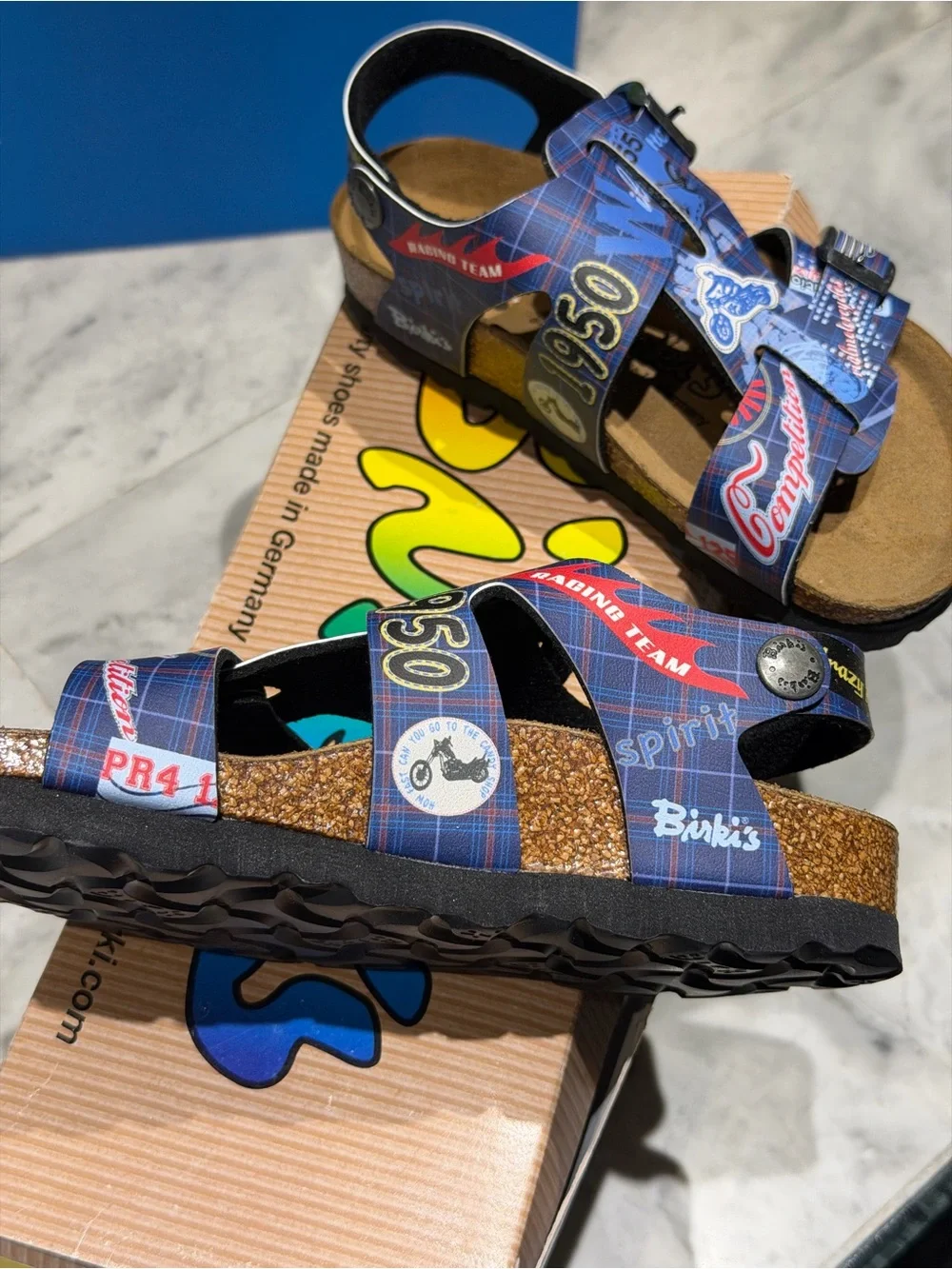 Kids Blue Graphic Adjustable Buckle Sandals